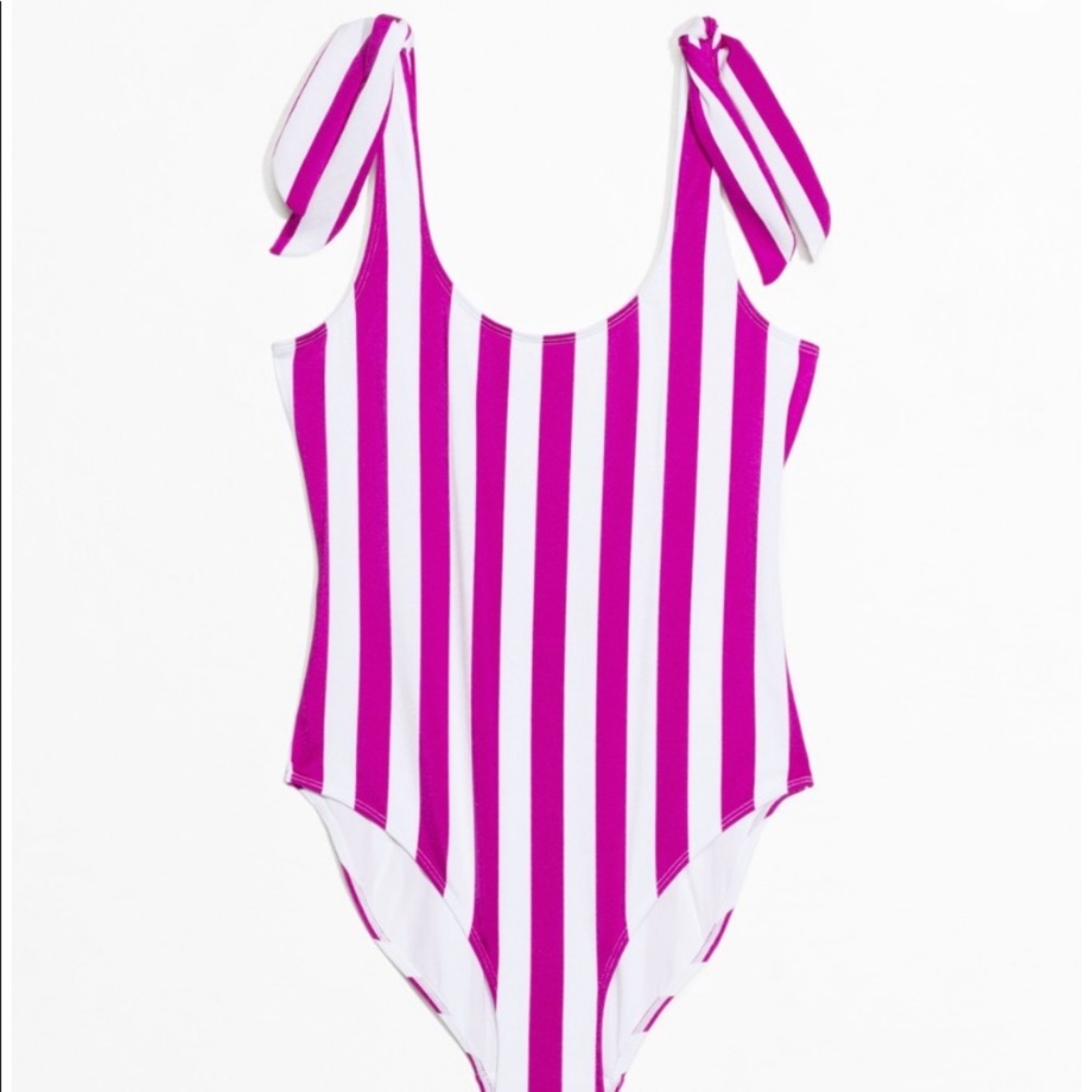 & Other Stories Striped plunge back swimsuit